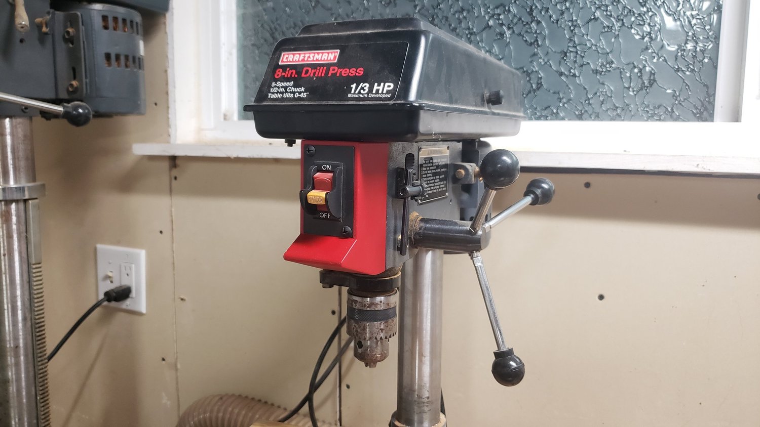 Recreated red drill press face