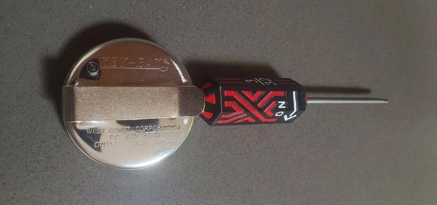 Hip Retractable Power Key clipped to a belt